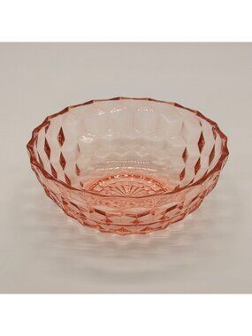 Jeannette Glass Cube Pattern Pink Depression Glass Salad Bowl Vintage 1929-1933